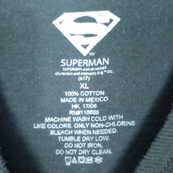 Superman Mens Tee XL Skeleton Logo Black 904 - Picture 3 of 4